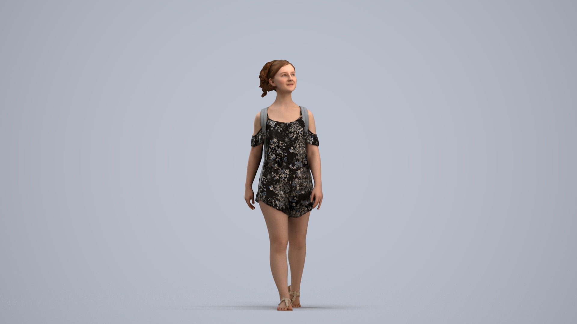 scanned 3D girl casual kids, photogrammetry people for Enscape and V-Ray, standing pose render
