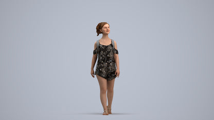 scanned 3D girl casual kids, photogrammetry people for Enscape and V-Ray, standing pose render