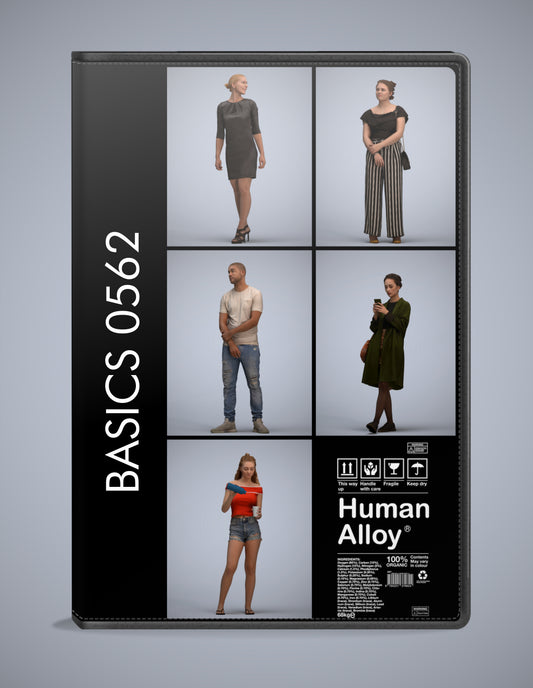 photogrammetry 3D people standing collection, 5 realistic human models archviz FBX