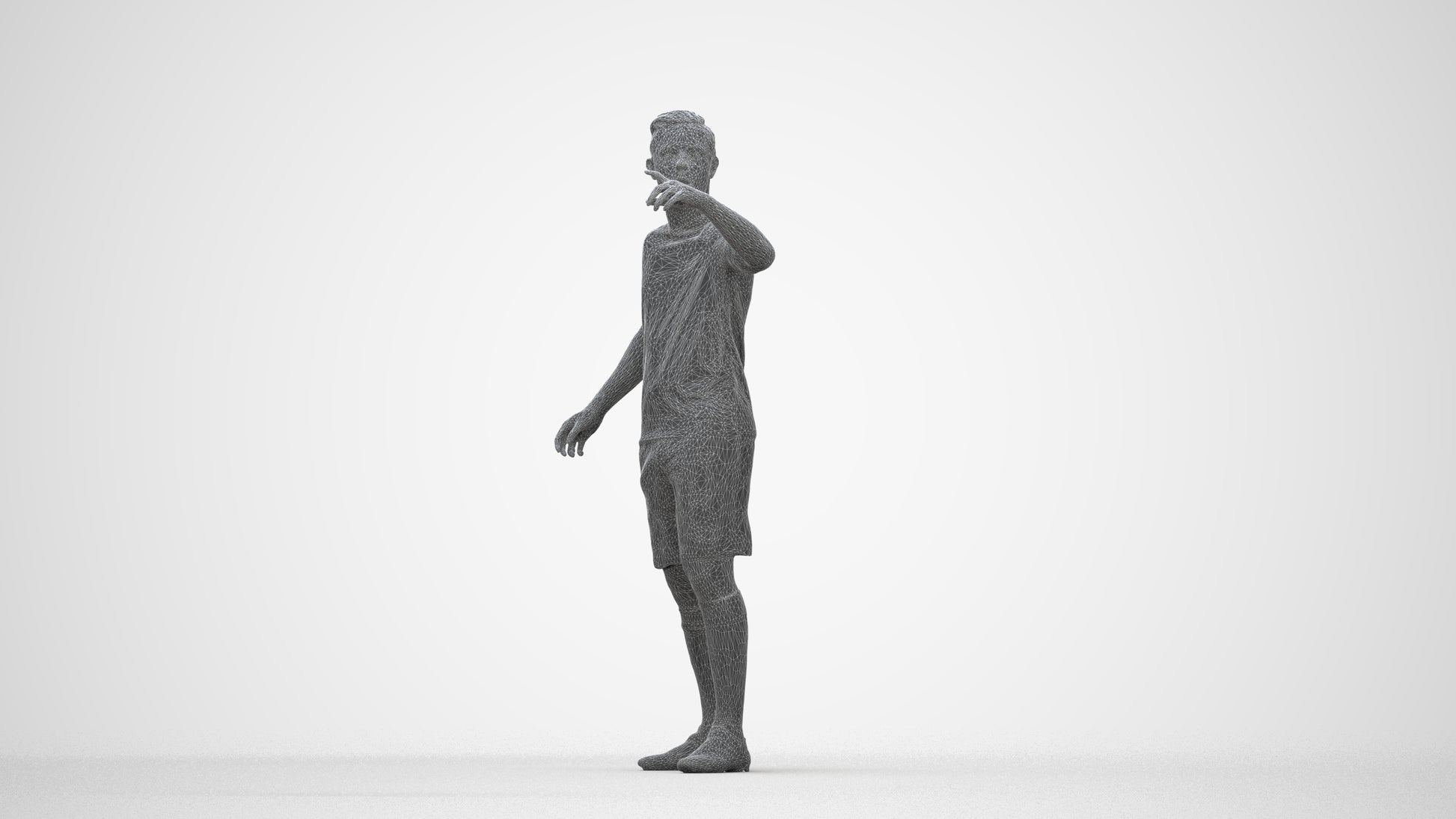 realistic 3D boy sport, scanned archviz people for Blender and 3ds Max, wireframe back view