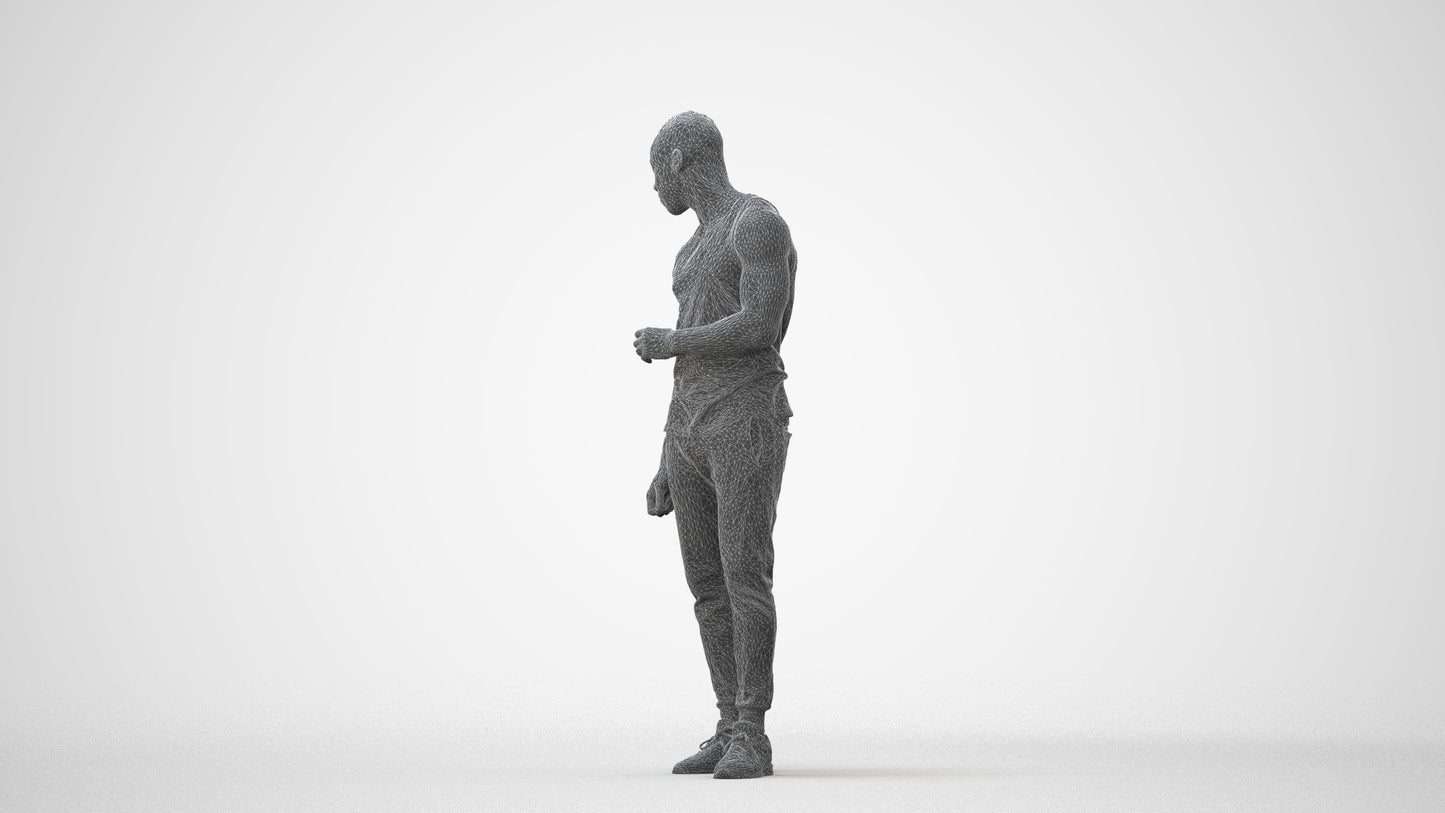 photogrammetry 3D man casual standing, realistic human model archviz FBX, square thumbnail