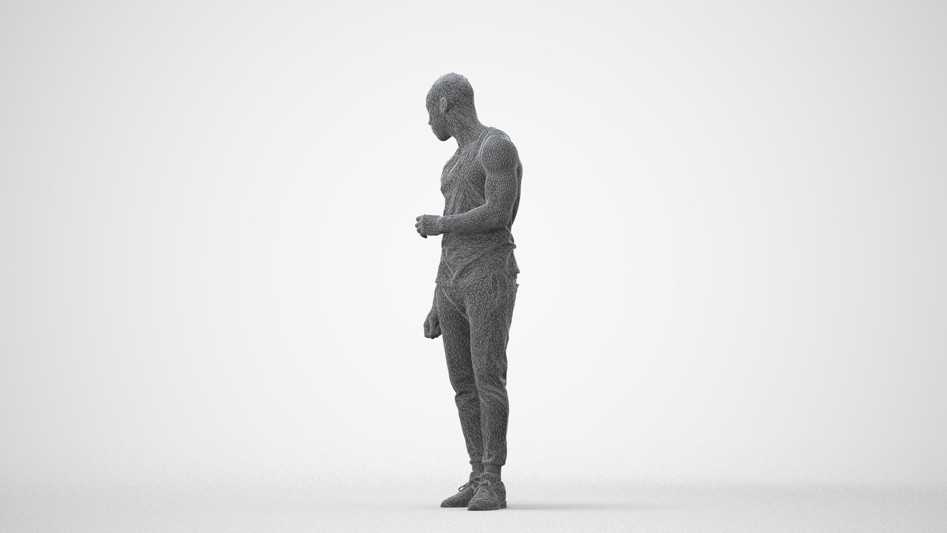 photogrammetry 3D man casual standing, realistic human model archviz FBX, square thumbnail