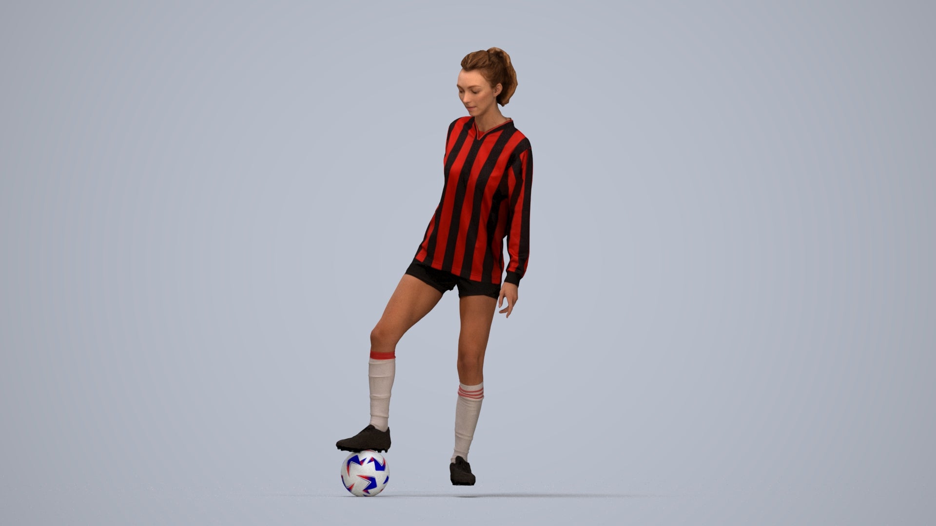 realistic 3D woman sport, scanned archviz people for Blender and 3ds Max, top-down view render