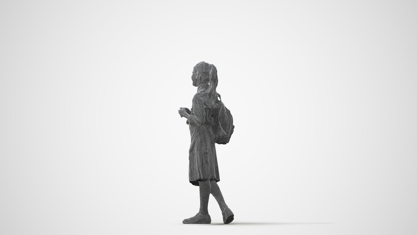 3D human model girl kids, photogrammetry scanned person for archviz, square thumbnail