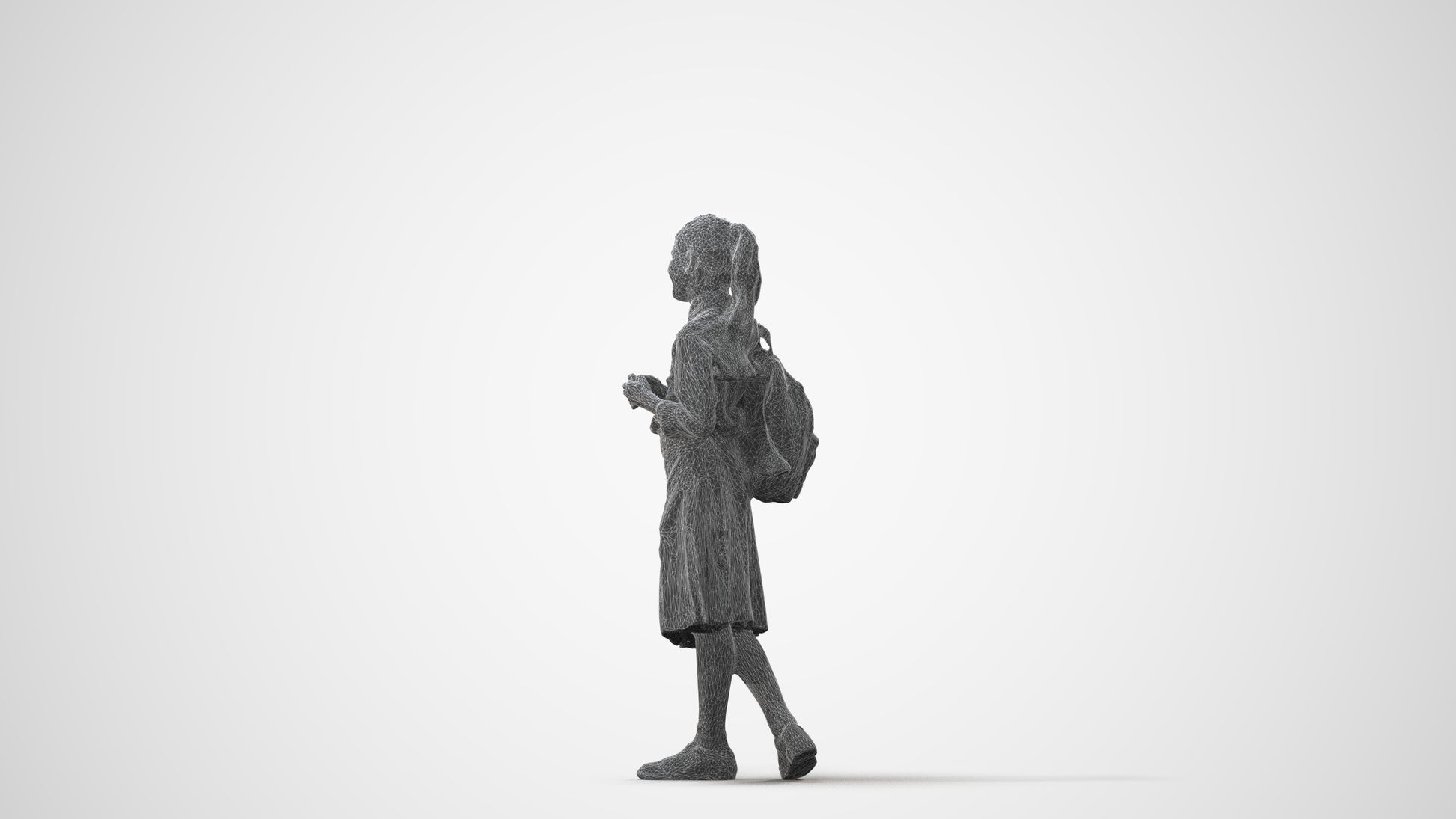 3D human model girl kids, photogrammetry scanned person for archviz, square thumbnail