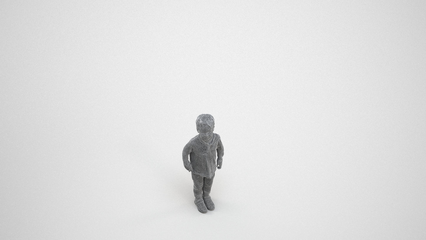 scanned 3D boy casual kids, photogrammetry people for Enscape and V-Ray, wireframe three-quarter view