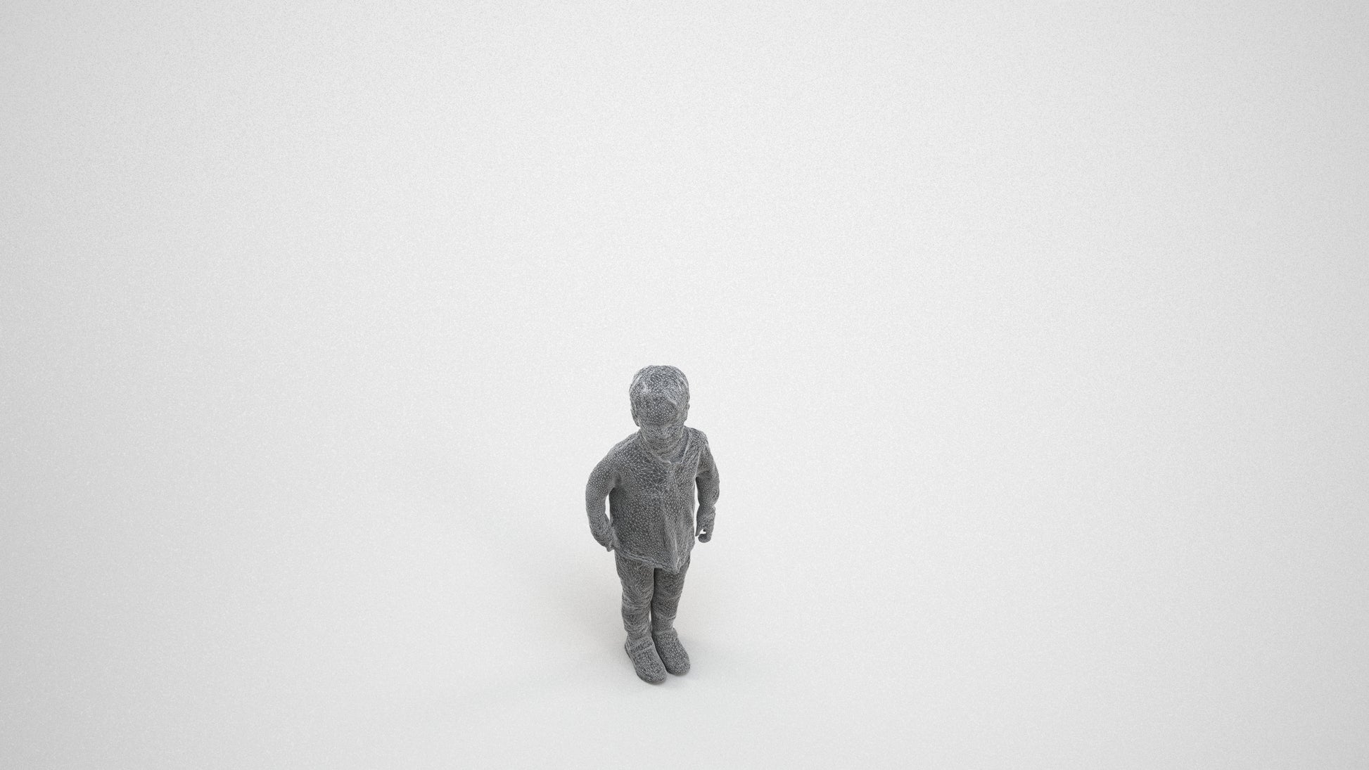 scanned 3D boy casual kids, photogrammetry people for Enscape and V-Ray, wireframe three-quarter view