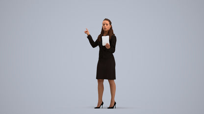 3D people model woman business, scanned human for 3ds Max rendering, standing pose render