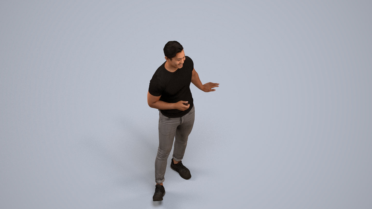 realistic 3D people man casual standing, render-ready for V-Ray and Corona, FBX OBJ, back view render