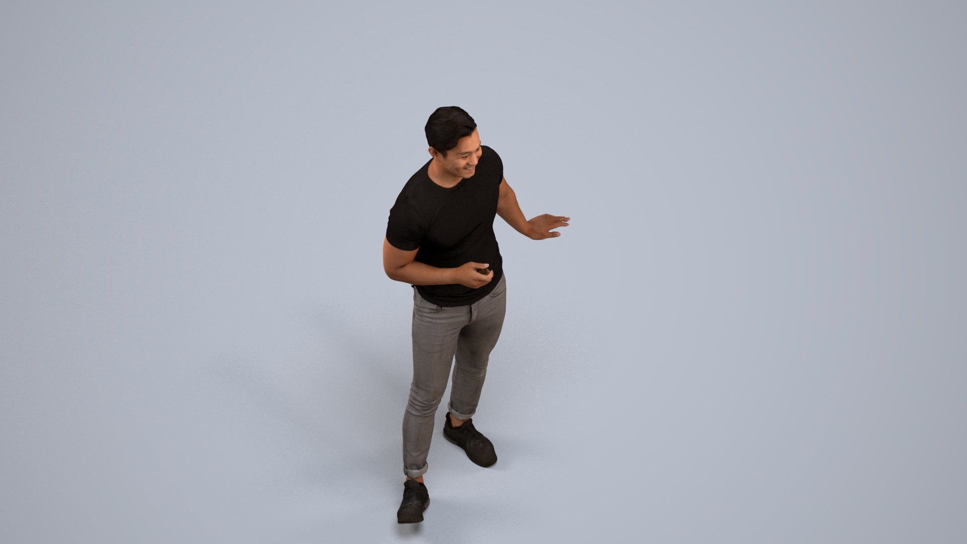 realistic 3D people man casual standing, render-ready for V-Ray and Corona, FBX OBJ, back view render