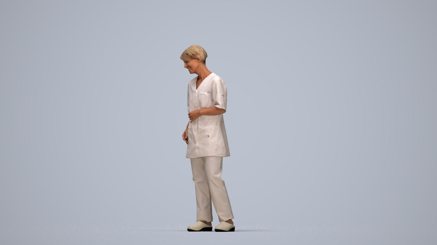 3D people model senior woman medical, scanned human for 3ds Max rendering, top-down view render