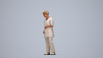3D people model senior woman medical, scanned human for 3ds Max rendering, top-down view render