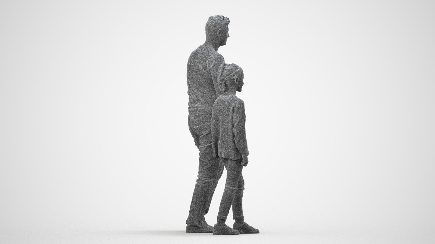 photogrammetry 3D girl casual walking, realistic human model archviz FBX, wireframe side view