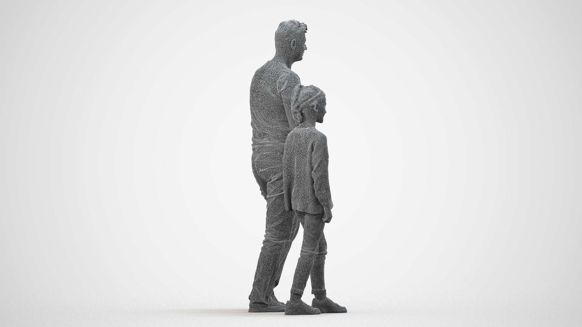 photogrammetry 3D girl casual walking, realistic human model archviz FBX, wireframe side view