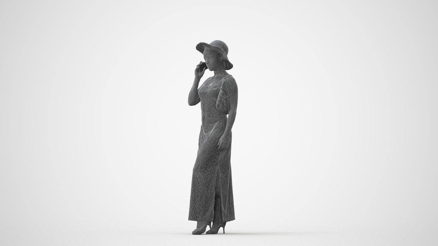 realistic 3D human woman casual walking, archviz people FBX OBJ for Blender, square thumbnail