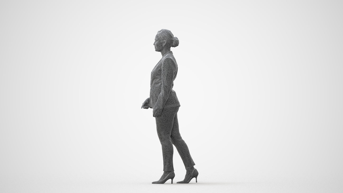 realistic 3D people woman business walking, render-ready for V-Ray and Corona, FBX OBJ, square thumbnail