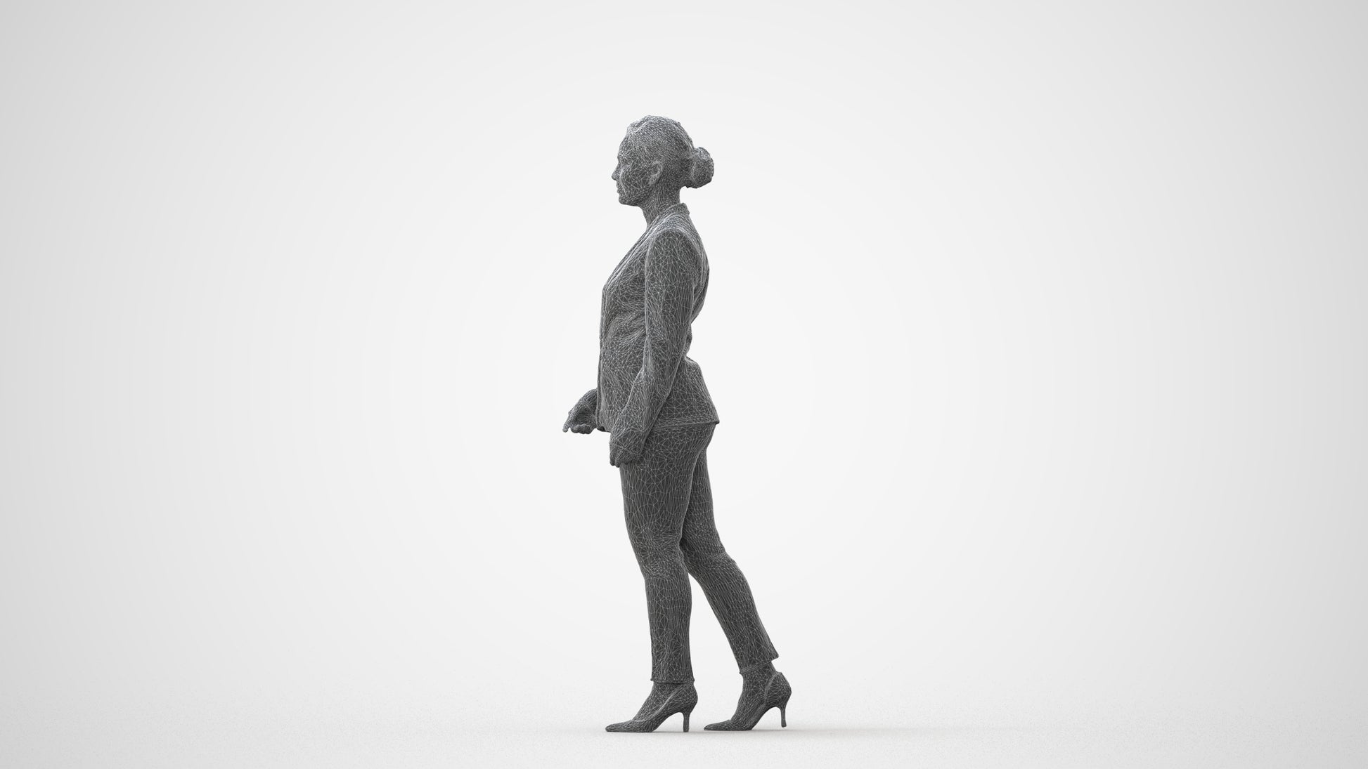 realistic 3D people woman business walking, render-ready for V-Ray and Corona, FBX OBJ, square thumbnail