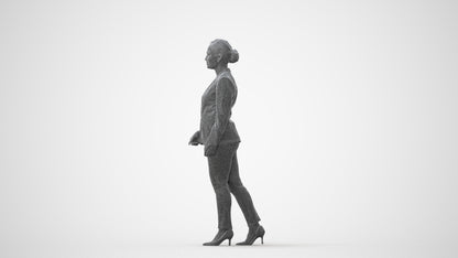 realistic 3D people woman business walking, render-ready for V-Ray and Corona, FBX OBJ, square thumbnail