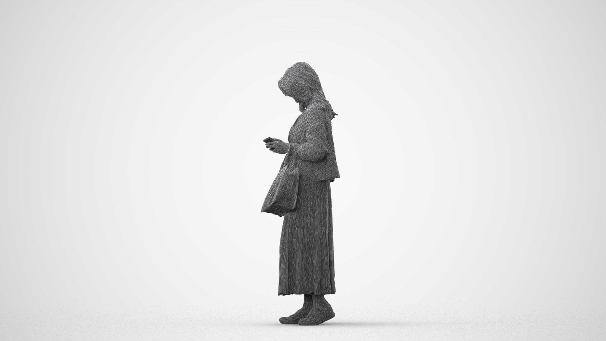 realistic 3D people woman casual standing, render-ready for V-Ray and Corona, FBX OBJ, square thumbnail