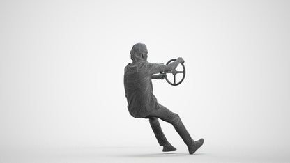 realistic 3D man casual driving, scanned archviz people for Blender and 3ds Max, wireframe front view