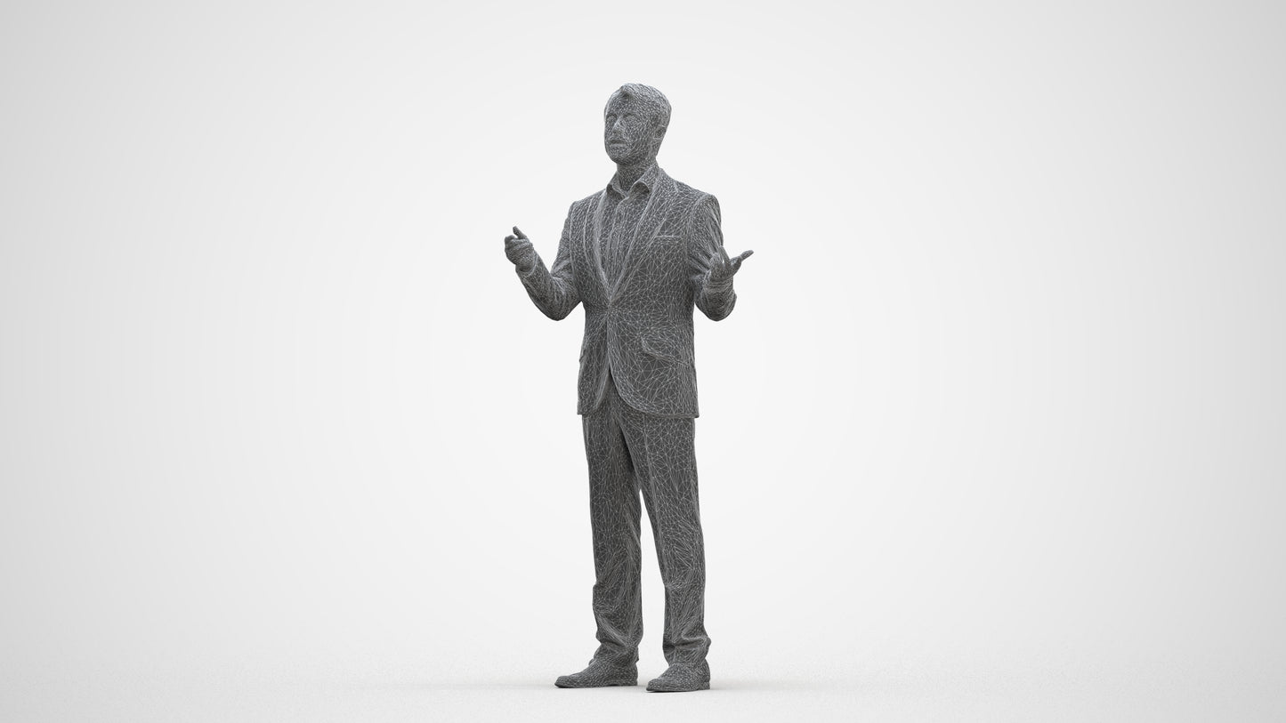 realistic 3D man business, scanned archviz people for Blender and 3ds Max, three-quarter front view render
