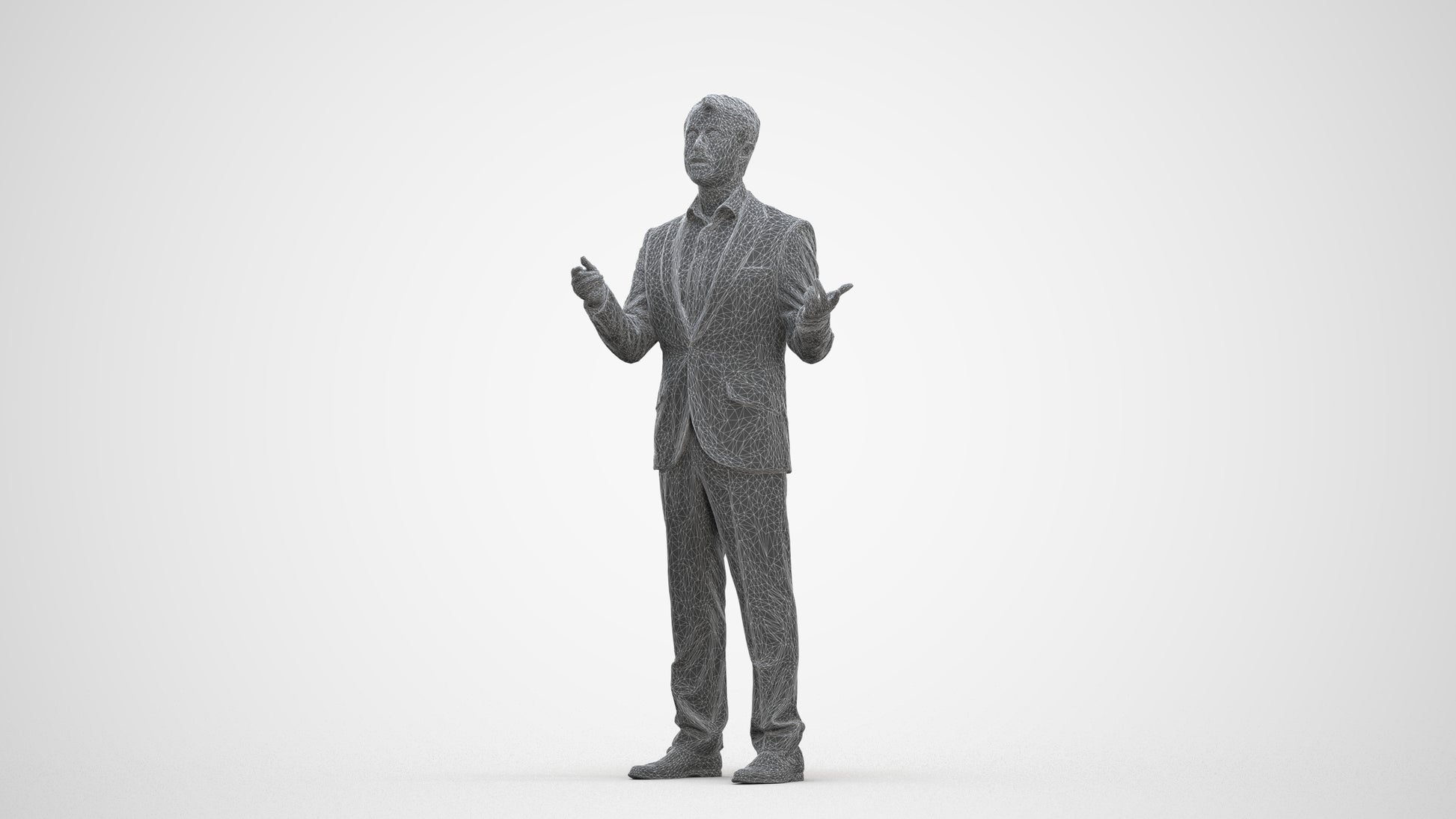 realistic 3D man business, scanned archviz people for Blender and 3ds Max, three-quarter front view render