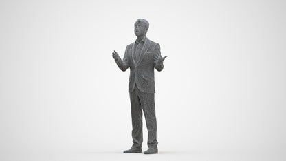 realistic 3D man business, scanned archviz people for Blender and 3ds Max, three-quarter front view render
