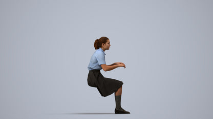 3D people model girl kids, scanned human for 3ds Max rendering, side view render