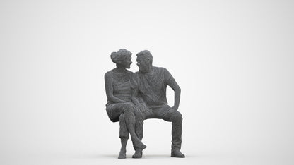 3D people model senior woman casual couple, scanned human for 3ds Max rendering, three-quarter front view render