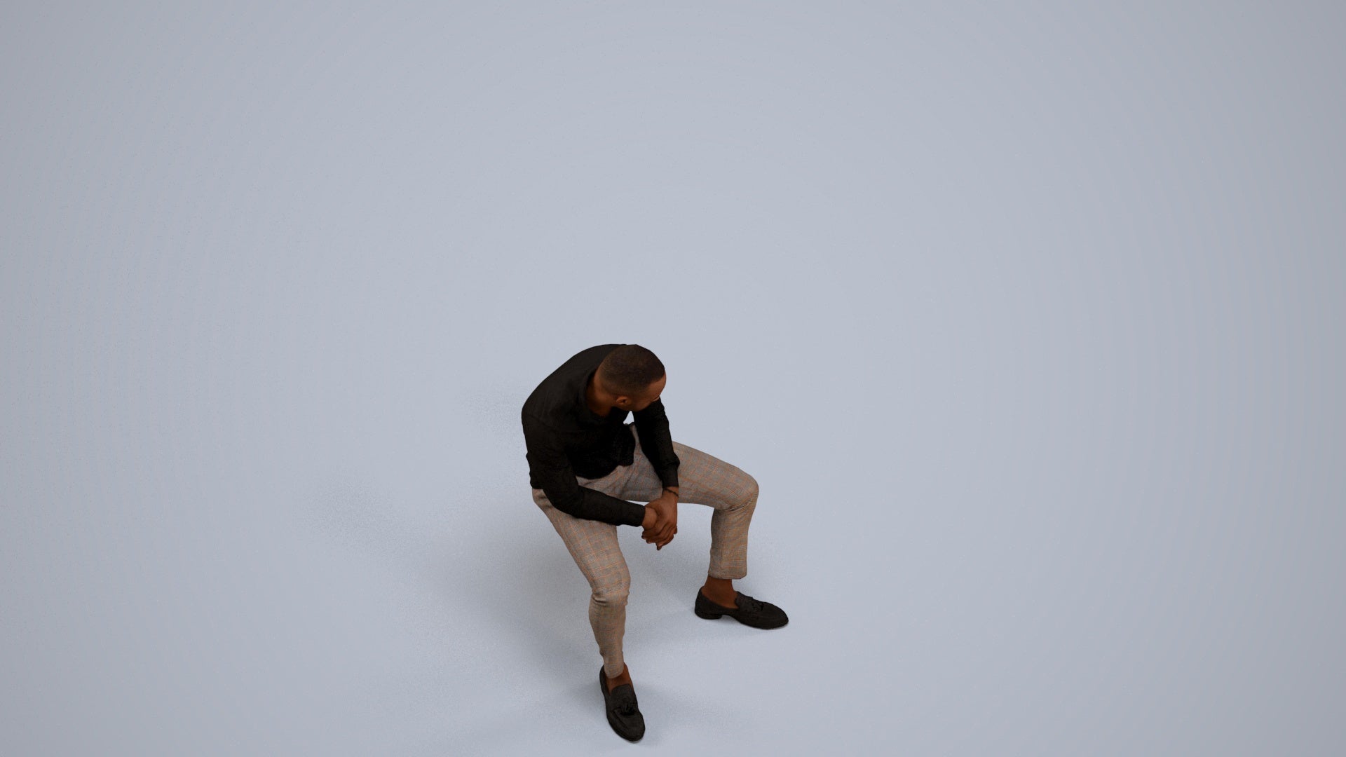 realistic 3D people man business sitting, render-ready for V-Ray and Corona, FBX OBJ, back view render