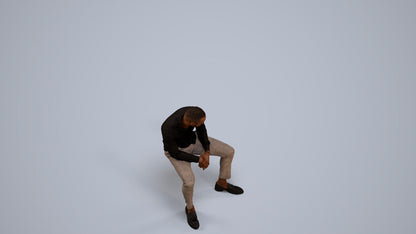 realistic 3D people man business sitting, render-ready for V-Ray and Corona, FBX OBJ, back view render