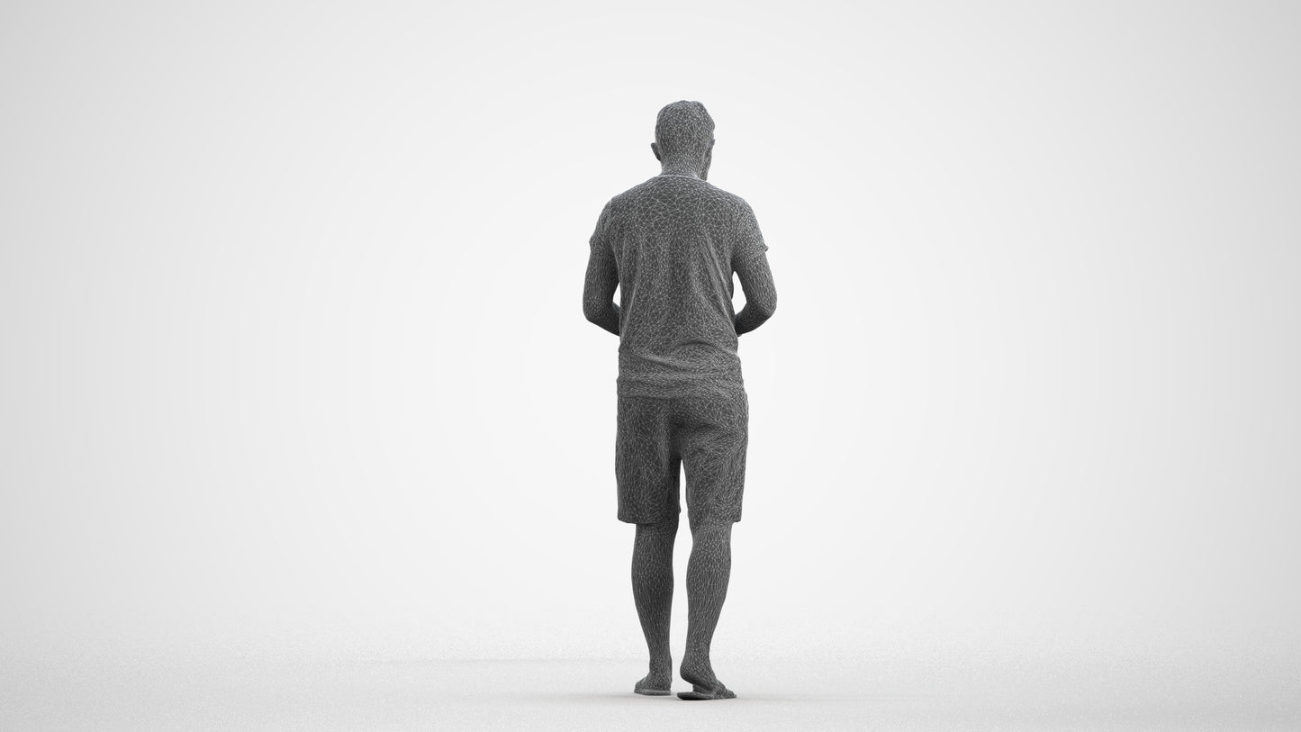 realistic 3D people man walking, render-ready for V-Ray and Corona, FBX OBJ, wireframe front view