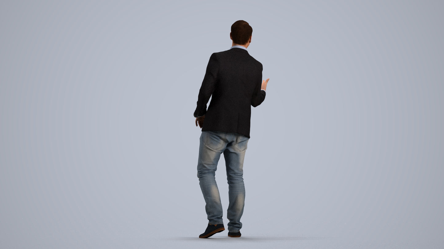 realistic 3D human man business, archviz people FBX OBJ for Blender, front view render