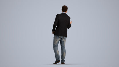 realistic 3D human man business, archviz people FBX OBJ for Blender, front view render