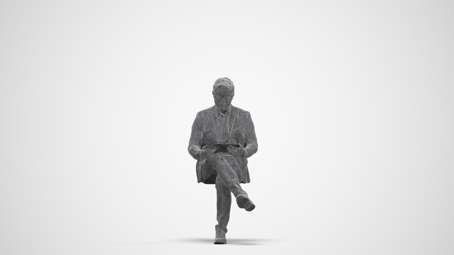 scanned 3D man business, photogrammetry people for Enscape and V-Ray, three-quarter front view render