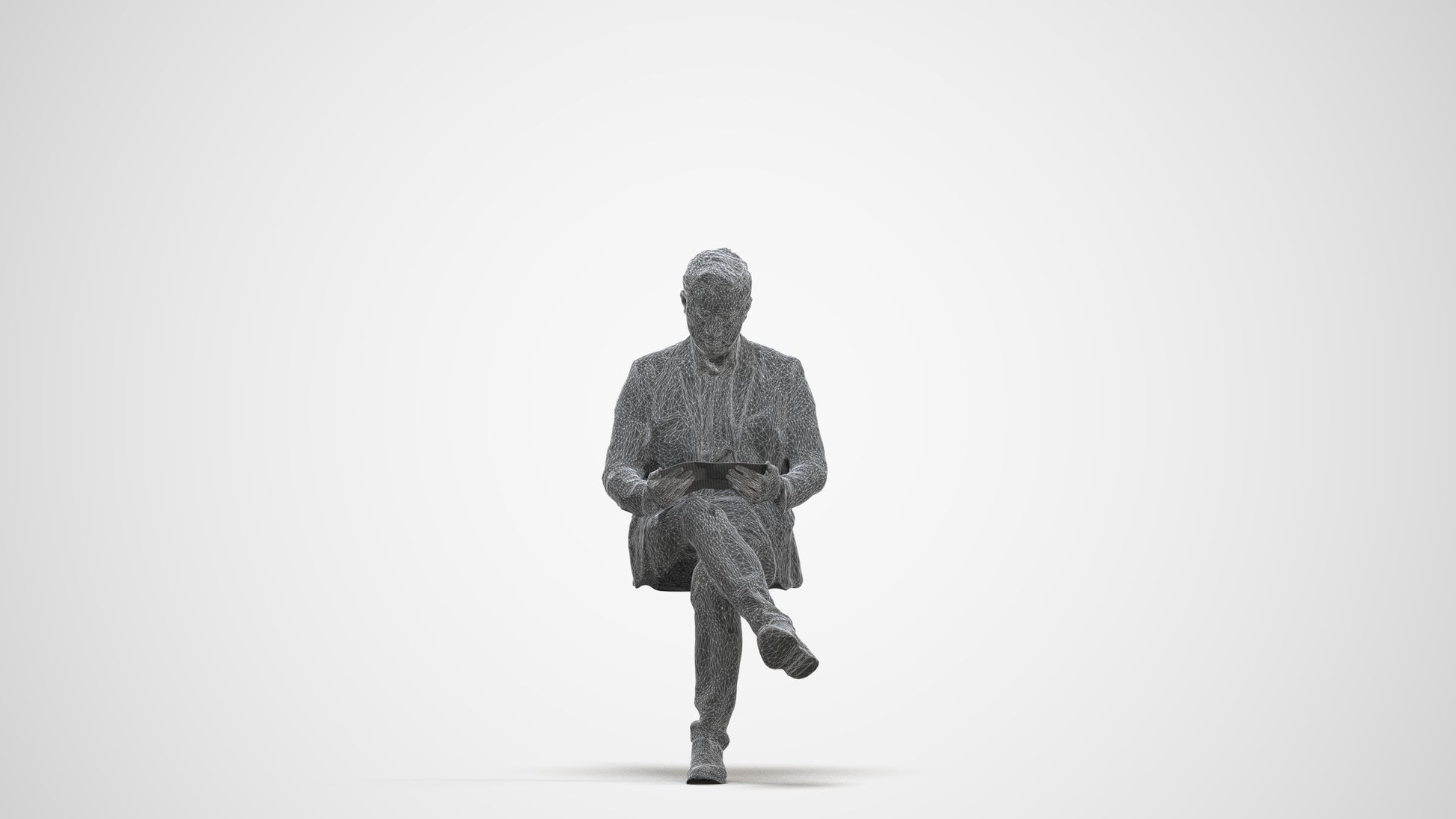 scanned 3D man business, photogrammetry people for Enscape and V-Ray, three-quarter front view render