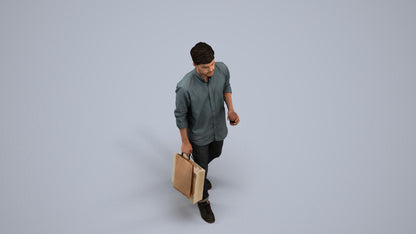 photogrammetry 3D man casual standing, realistic human model archviz FBX, back view render