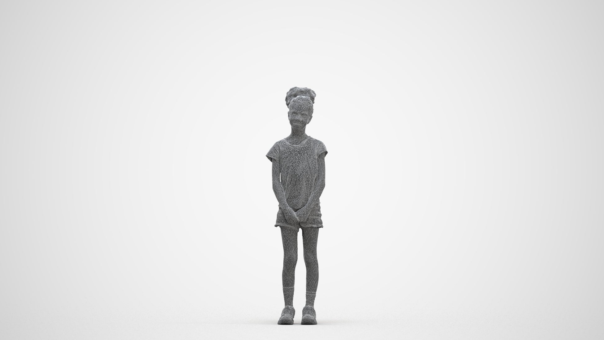 realistic 3D girl casual kids, scanned archviz people for Blender and 3ds Max, three-quarter front view render