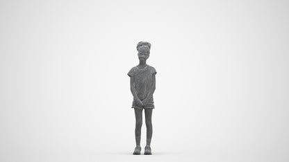 realistic 3D girl casual kids, scanned archviz people for Blender and 3ds Max, three-quarter front view render