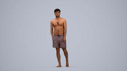 scanned 3D man pool, photogrammetry people for Enscape and V-Ray, top-down view render