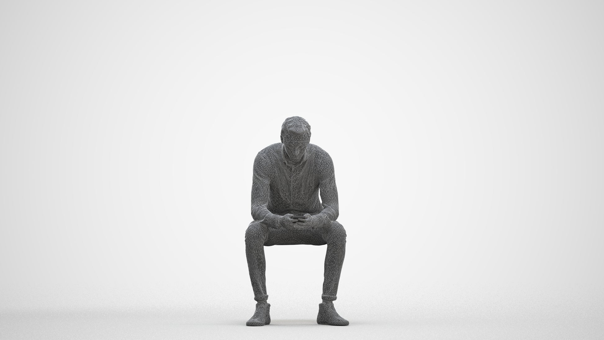 realistic 3D people man casual sitting, render-ready for V-Ray and Corona, FBX OBJ, three-quarter front view render