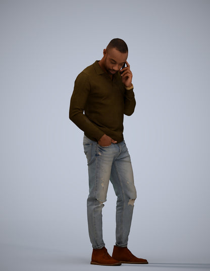 photogrammetry 3D man casual standing, realistic human model archviz FBX