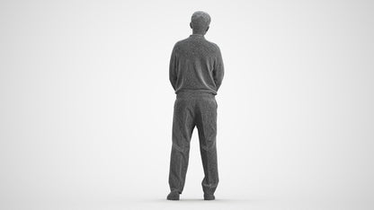 3D people model man casual standing, scanned human for 3ds Max rendering, wireframe front view