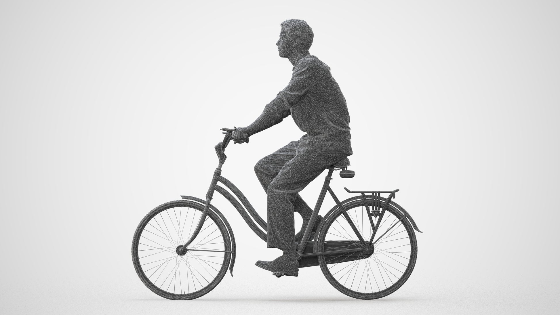 3D scanned man cycling casual, photorealistic archviz people for Enscape and SketchUp, square thumbnail