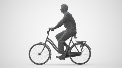 3D scanned man cycling casual, photorealistic archviz people for Enscape and SketchUp, square thumbnail