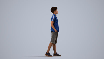 3D scanned boy kids casual, photorealistic archviz people for Enscape and SketchUp, side view render