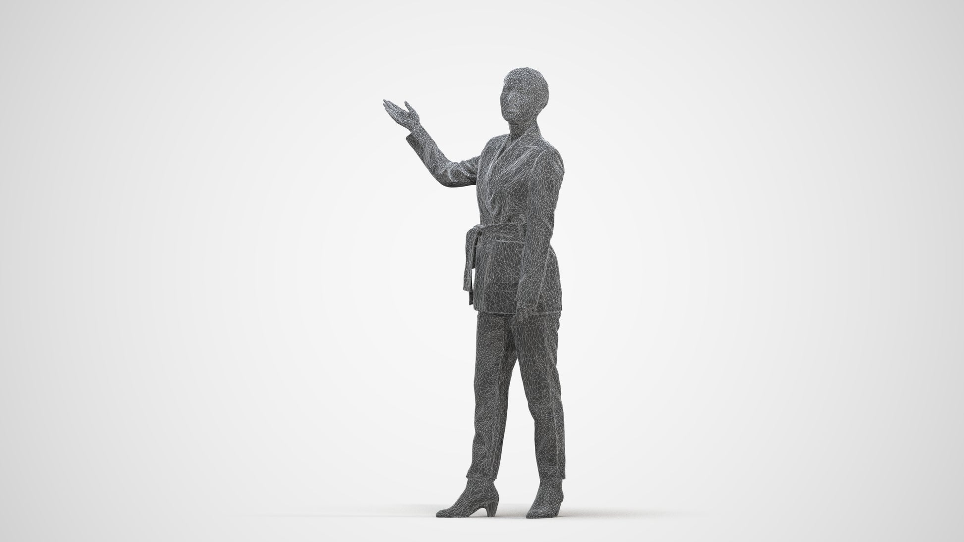 realistic 3D woman business, scanned archviz people for Blender and 3ds Max, three-quarter front view render