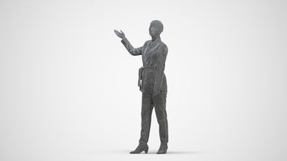 realistic 3D woman business, scanned archviz people for Blender and 3ds Max, three-quarter front view render