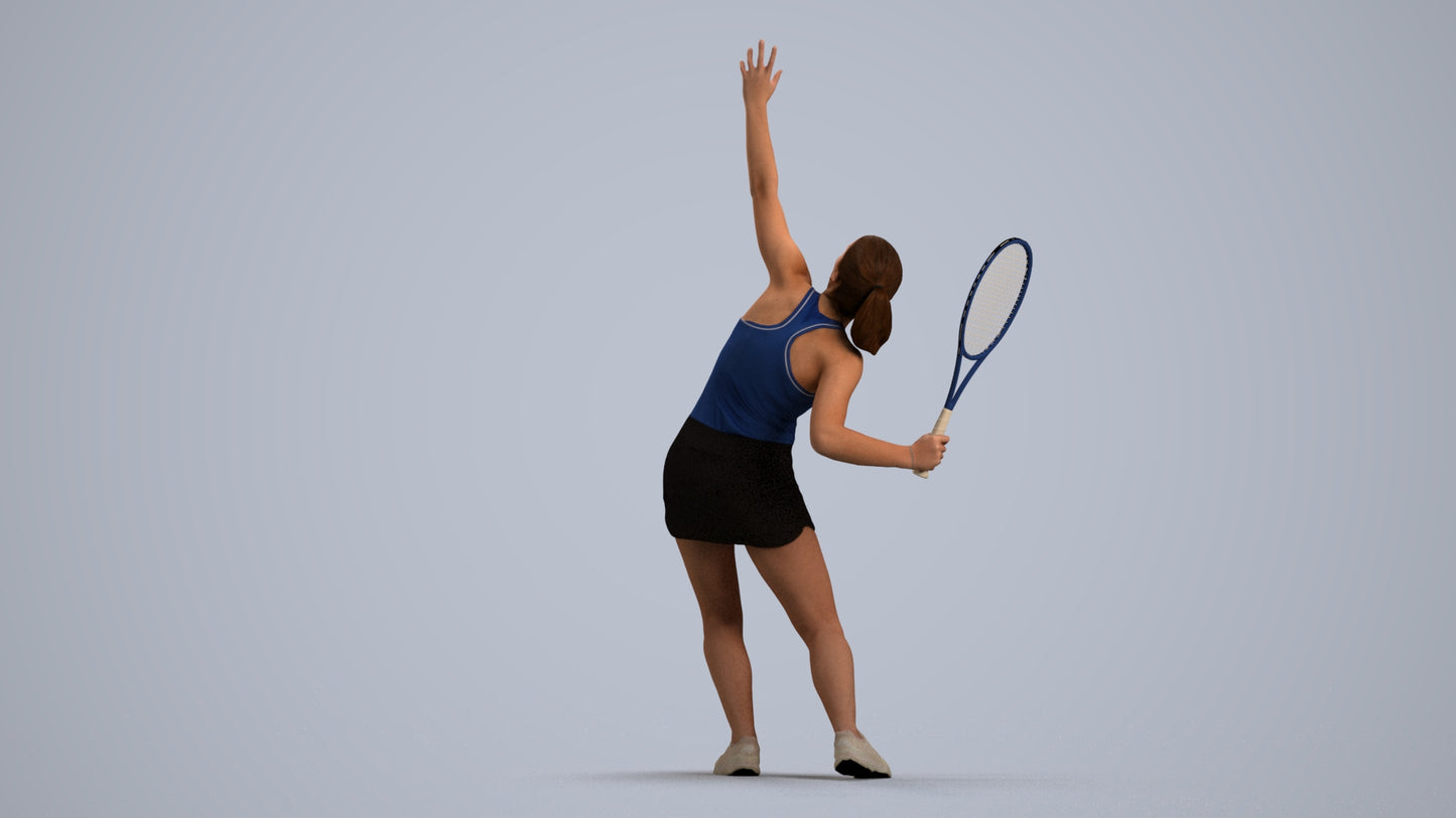 3D human model girl sport, photogrammetry scanned person for archviz, front view render