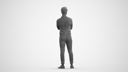 realistic 3D man casual mix, scanned archviz people for Blender and 3ds Max, wireframe front view